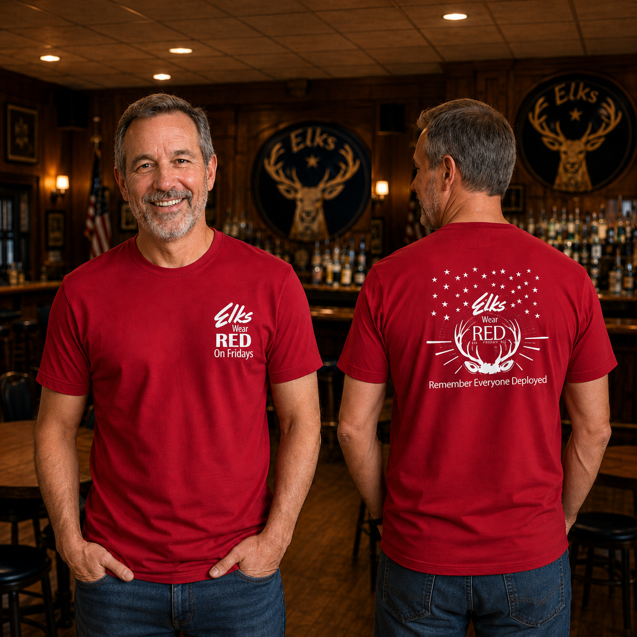 Elks Wear Red on Fridays White Design - Front and Back - Pick Your Style