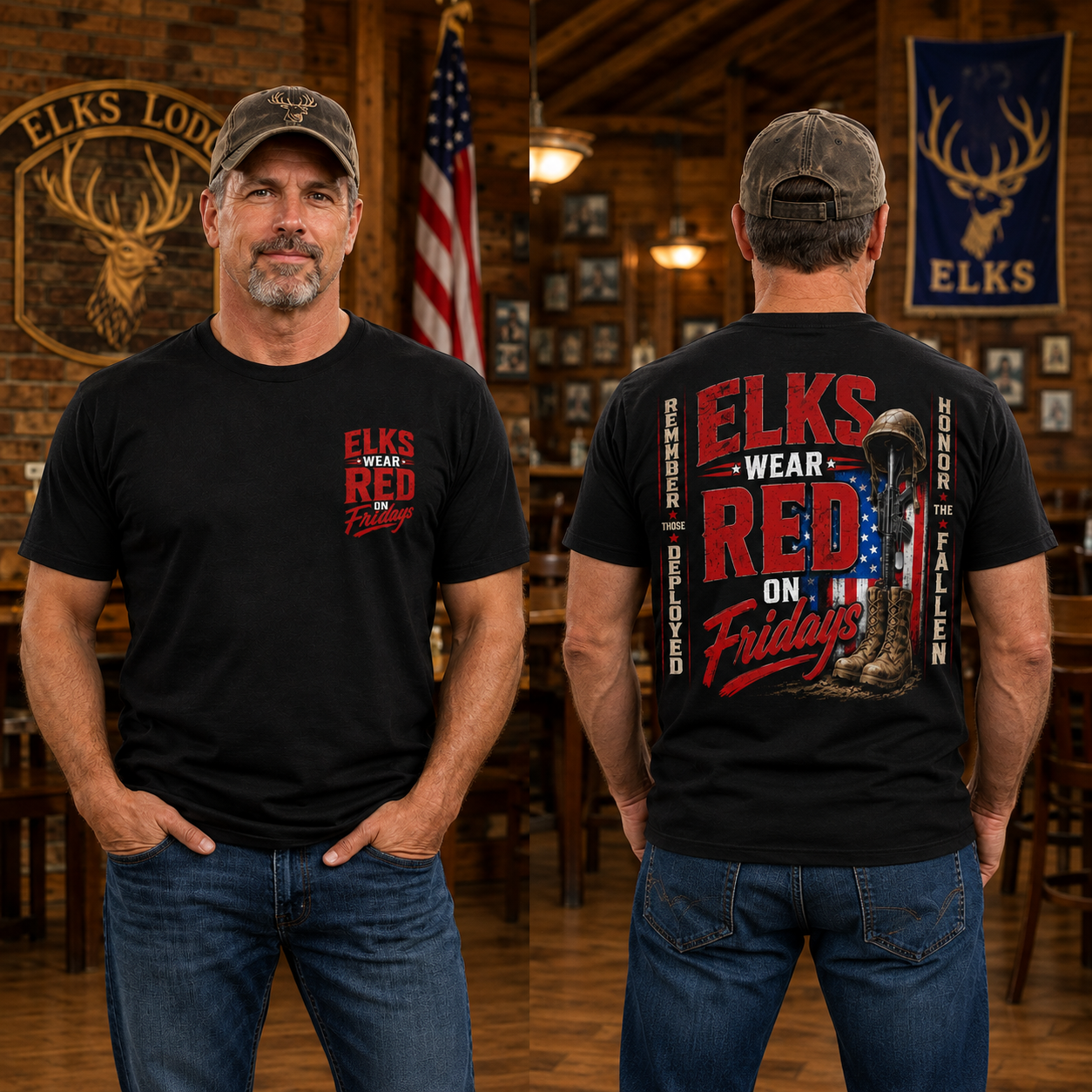 Elks Wear Red Black Design - Unisex Front and Back - Pick Your Style